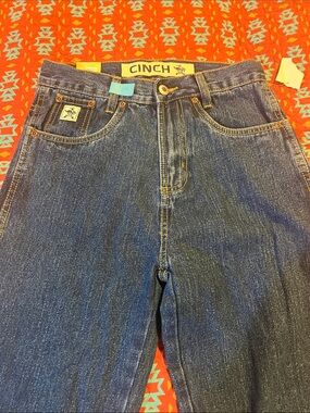 Cinch Men's Dark Blue Denim Jeans with Logo Patch